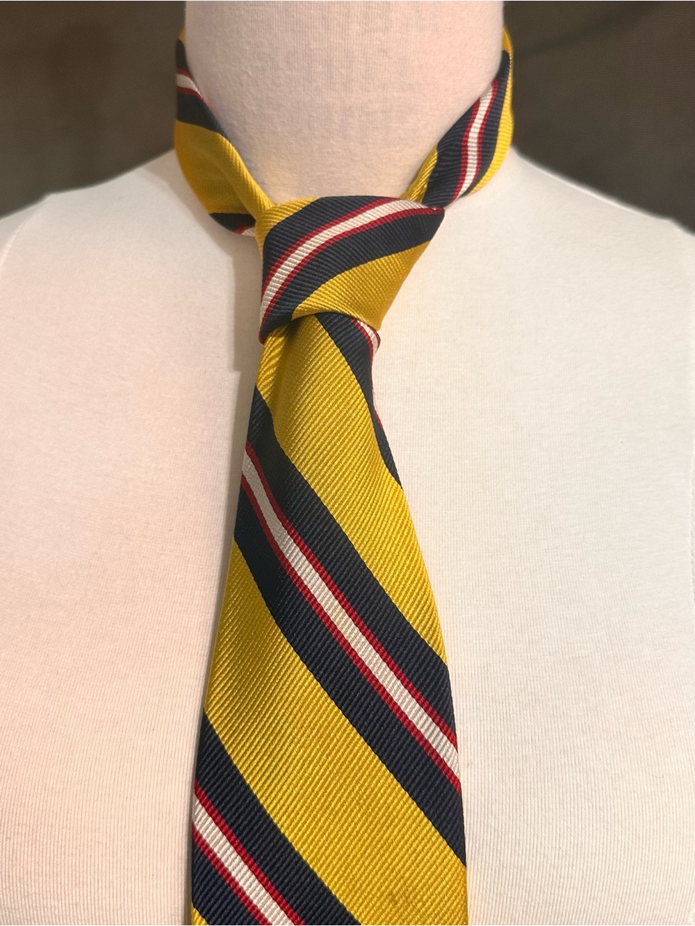 Classic Striped Yellow and Navy Tie - Men Accessories